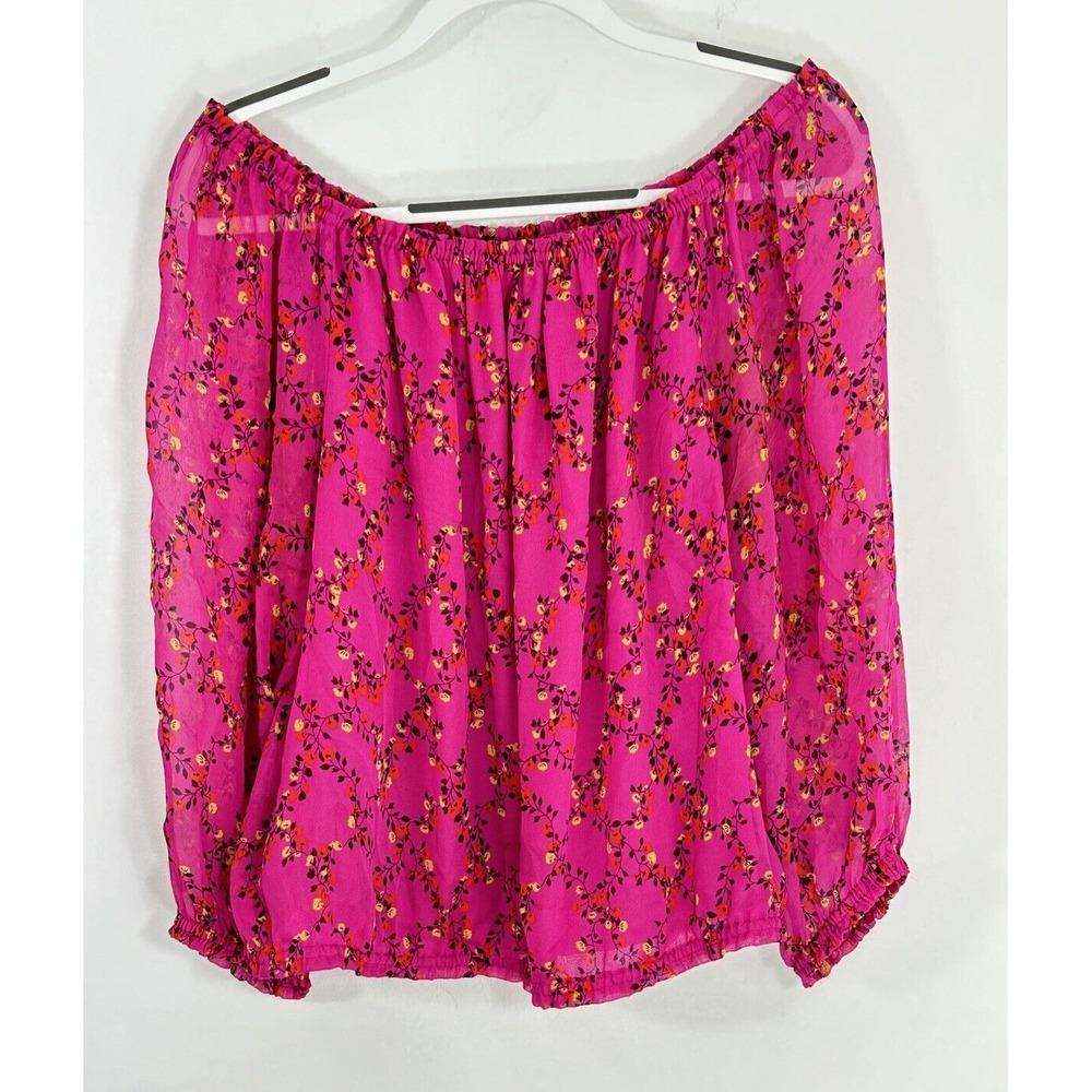 Diane‎ Von Furstenberg Kamber Silk Off The Shoulder Floral Top Large